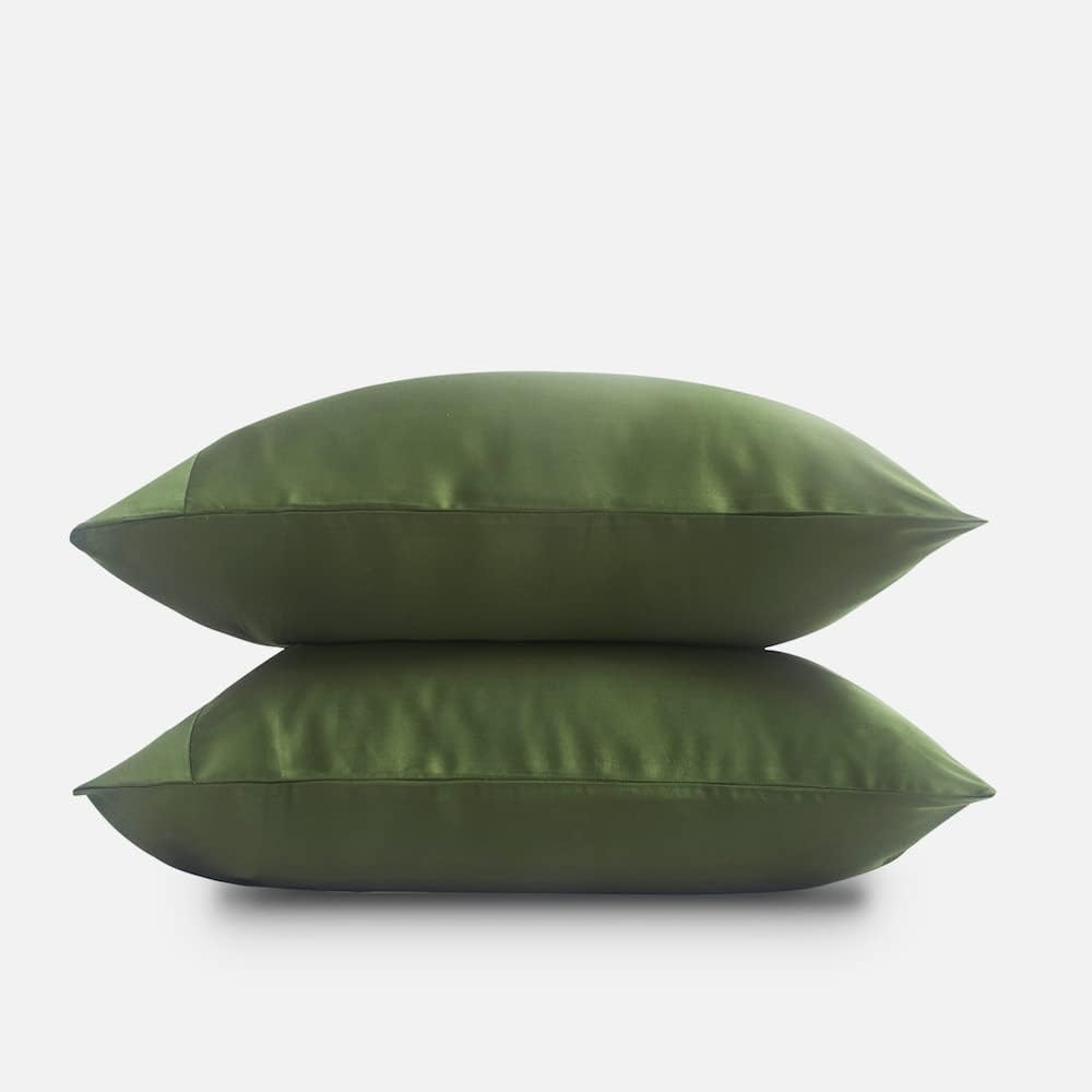 by SIJO Pillowcase Set, 100% Viscose derived from Organically Grown Bamboo, Buttery Soft, Silky, Breathable, Cooling, Oeko-TEX, High GSM, 2-Pack, Envelope Closure (Queen, Forest)