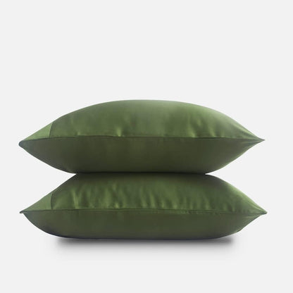 by SIJO Pillowcase Set, 100% Viscose derived from Organically Grown Bamboo, Buttery Soft, Silky, Breathable, Cooling, Oeko-TEX, High GSM, 2-Pack, Envelope Closure (Queen, Forest)