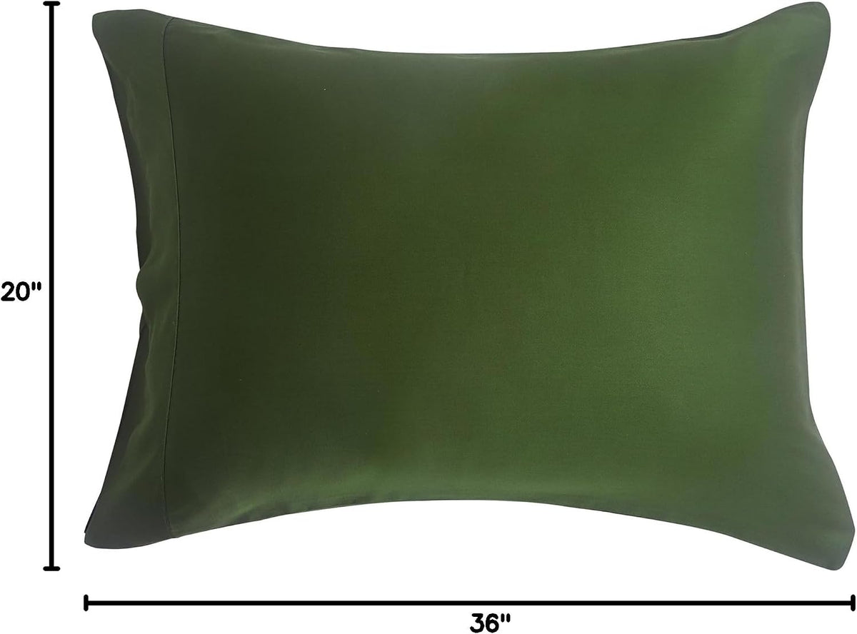 by SIJO Pillowcase Set, 100% Viscose derived from Organically Grown Bamboo, Buttery Soft, Silky, Breathable, Cooling, Oeko-TEX, High GSM, 2-Pack, Envelope Closure (Queen, Forest)