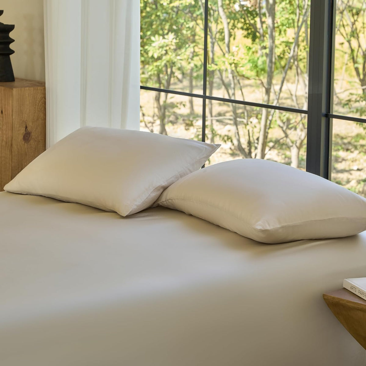 by SIJO Pillowcase Set, 100% Viscose derived from Organically Grown Bamboo, Buttery Soft, Silky, Breathable, Cooling, Oeko-TEX, High GSM, 2-Pack, Envelope Closure (Queen, Forest)