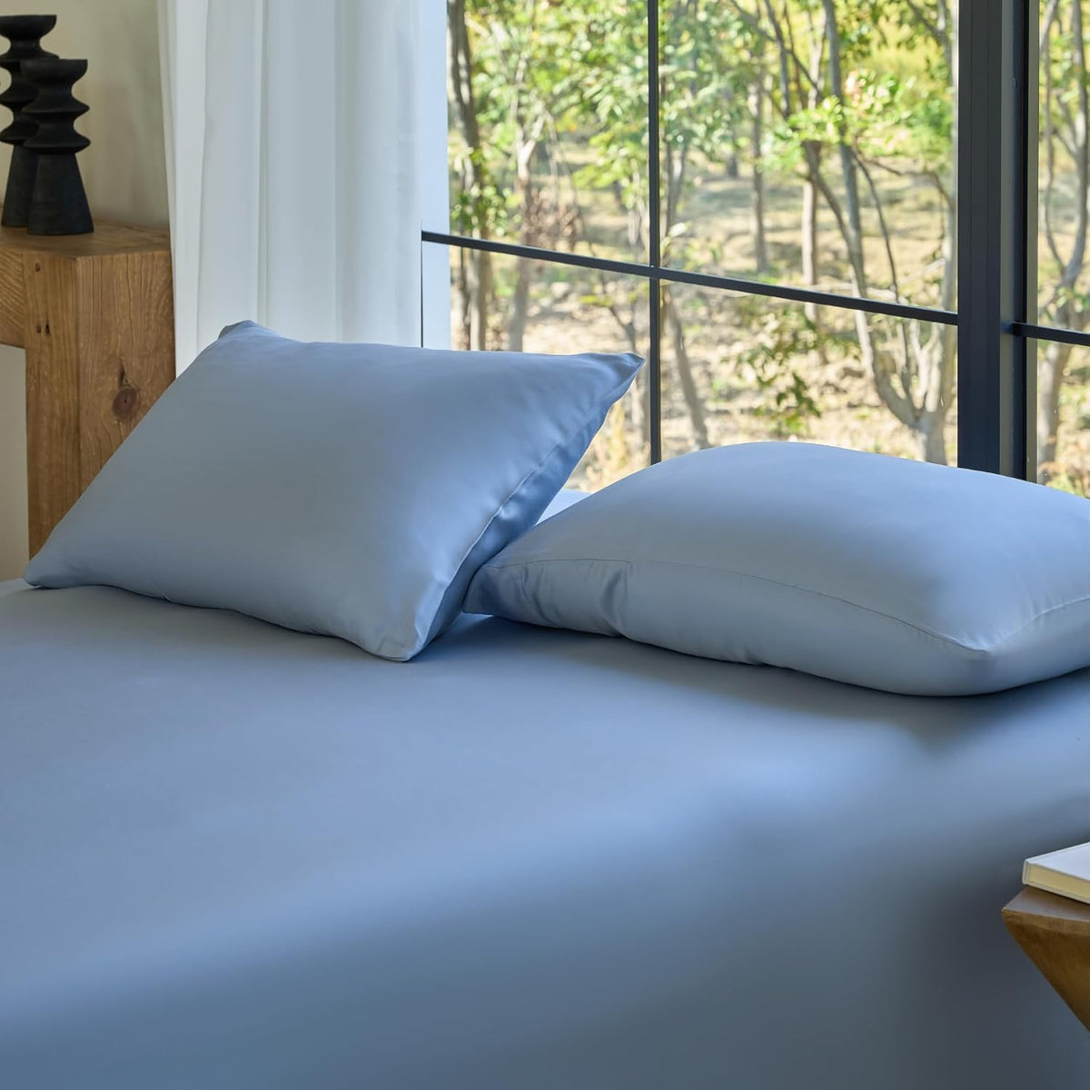 by SIJO Pillowcase Set, 100% Viscose derived from Organically Grown Bamboo, Buttery Soft, Silky, Breathable, Cooling, Oeko-TEX, High GSM, 2-Pack, Envelope Closure (Queen, Forest)