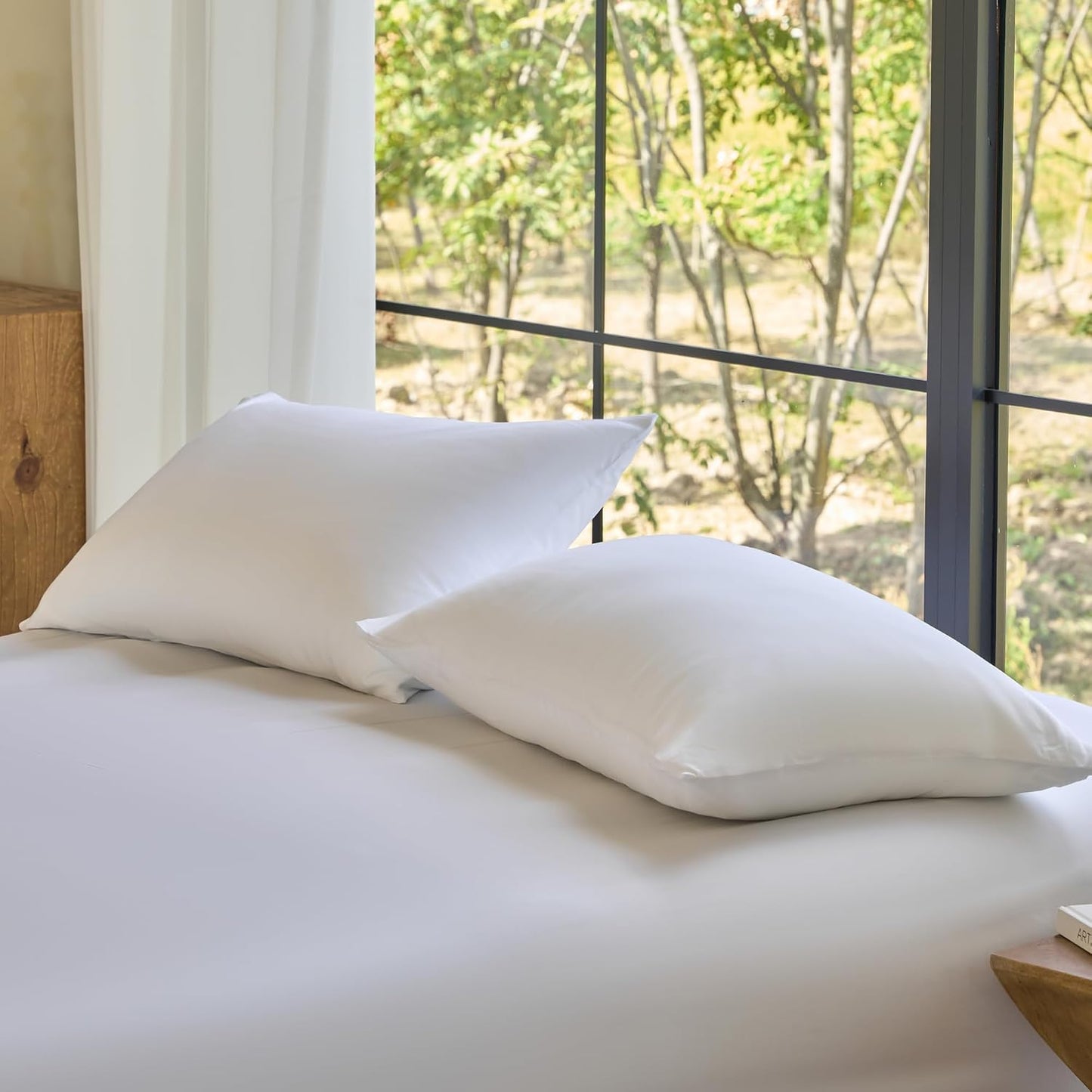 by SIJO Pillowcase Set, 100% Viscose derived from Organically Grown Bamboo, Buttery Soft, Silky, Breathable, Cooling, Oeko-TEX, High GSM, 2-Pack, Envelope Closure (Queen, Forest)