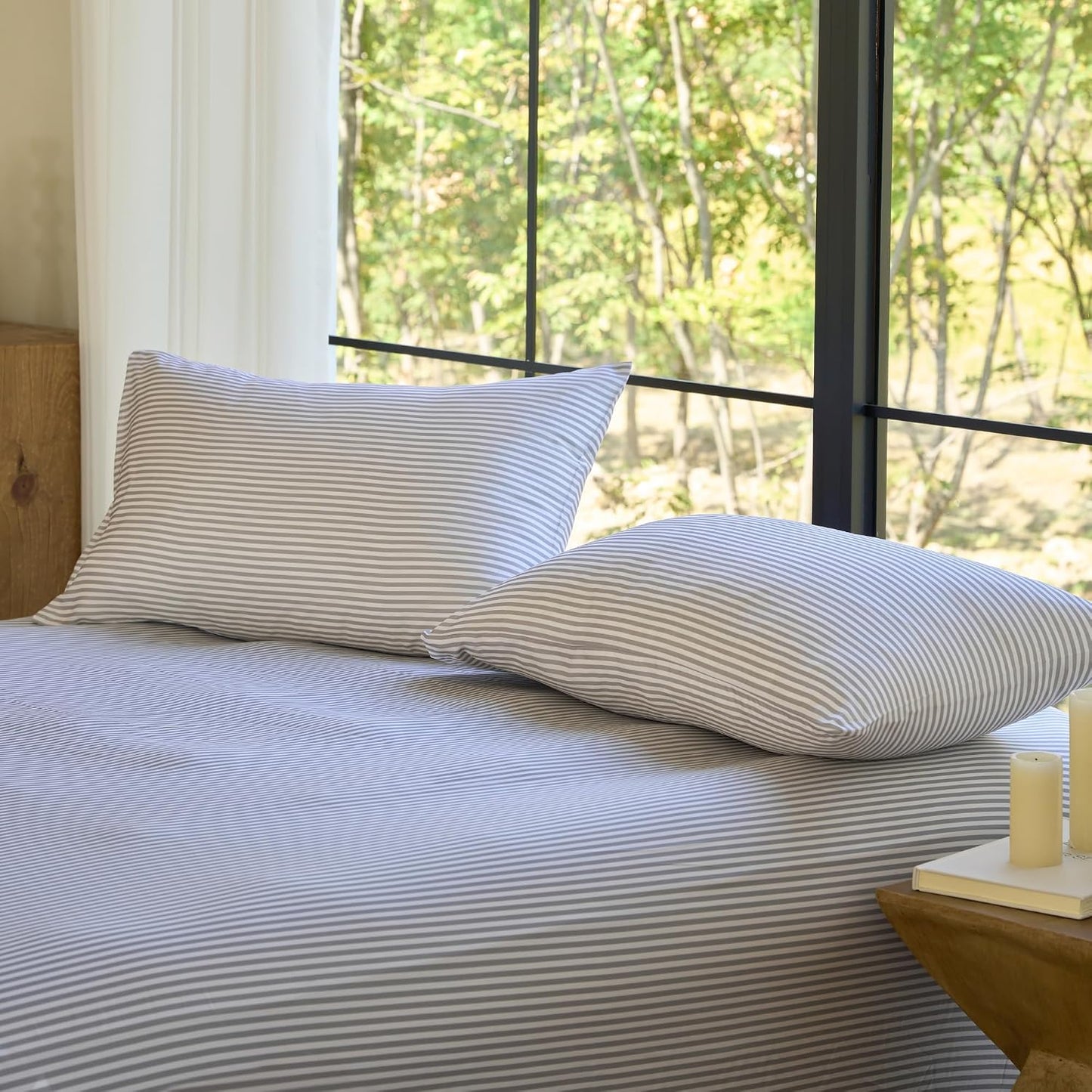 by SIJO Pillowcase Set, 100% Viscose derived from Organically Grown Bamboo, Buttery Soft, Silky, Breathable, Cooling, Oeko-TEX, High GSM, 2-Pack, Envelope Closure (Queen, Forest)