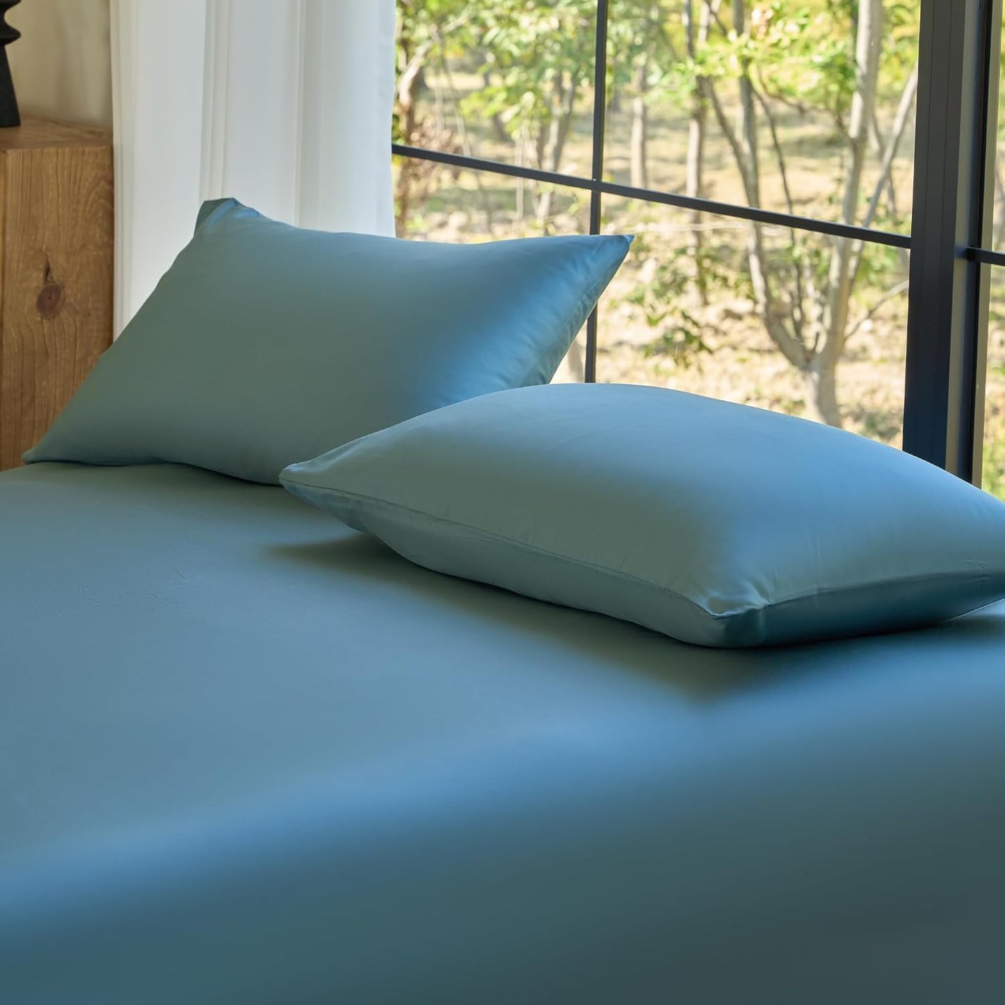 by SIJO Pillowcase Set, 100% Viscose derived from Organically Grown Bamboo, Buttery Soft, Silky, Breathable, Cooling, Oeko-TEX, High GSM, 2-Pack, Envelope Closure (Queen, Forest)