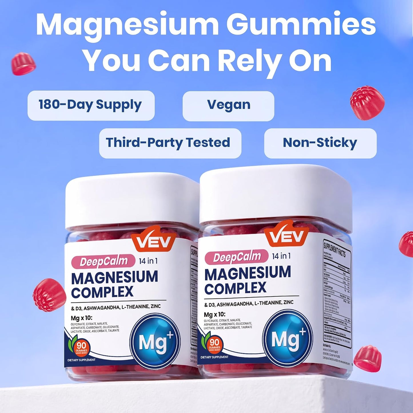 Deep Calm Magnesium Complex 14-in-1 Glycinate Gummies for Women and Men