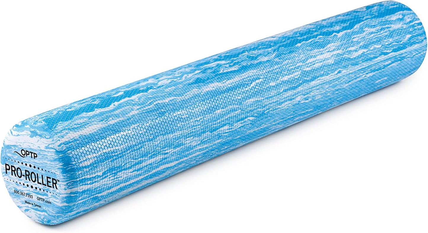 PRO-ROLLER Standard Density Foam Roller – Round, Blue, 36" x 6" | Durable roller for back massage, deep tissue foam roller exercises, stretching, fitness, yoga and Pilates, blue, 36" x 6"