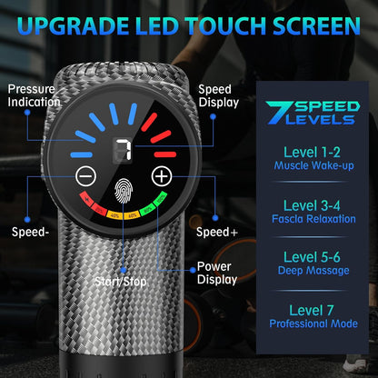 Massage Gun, Deep Tissue Back Massage for Athletes for Pain Relief, Percussion Massager with 10 Massages Heads & Silent Brushless Motor, Fathers Day Dad Gifts, Carbon