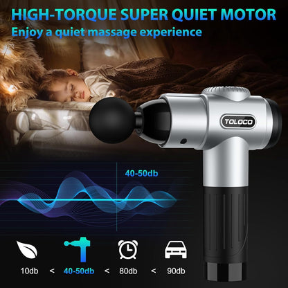 Massage Gun, Deep Tissue Back Massage for Athletes for Pain Relief, Percussion Massager with 10 Massages Heads & Silent Brushless Motor, Fathers Day Dad Gifts, Carbon