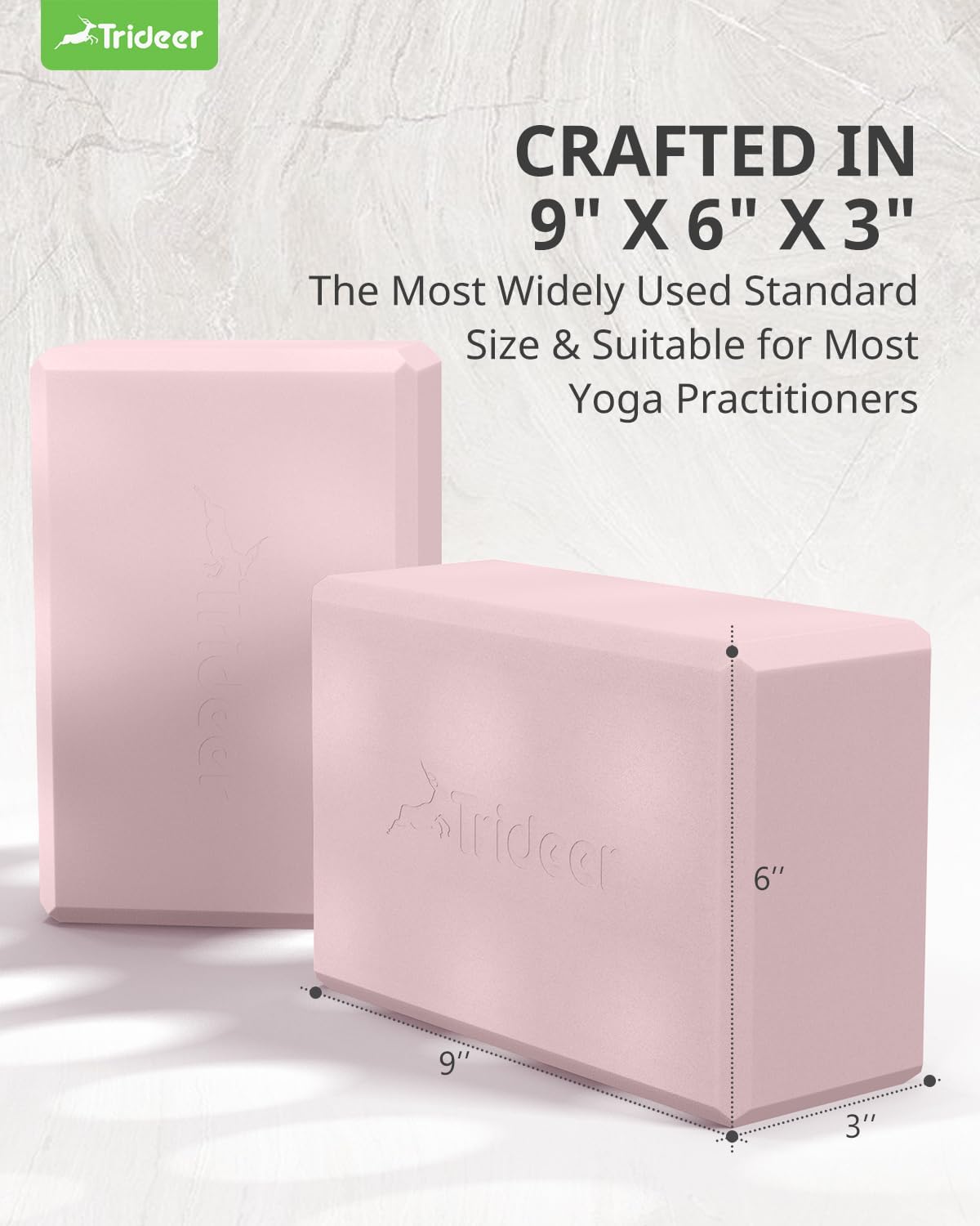 Yoga Blocks 2 Pack, Soft Non-Slip Foam Blocks with Beveled Edges for Alignment and Stretching in Yoga, Pilates, and Dance - Supportive, Lightweight, Odor Resistant, Latex-Free