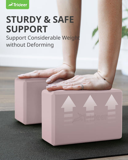 Yoga Blocks 2 Pack, Soft Non-Slip Foam Blocks with Beveled Edges for Alignment and Stretching in Yoga, Pilates, and Dance - Supportive, Lightweight, Odor Resistant, Latex-Free