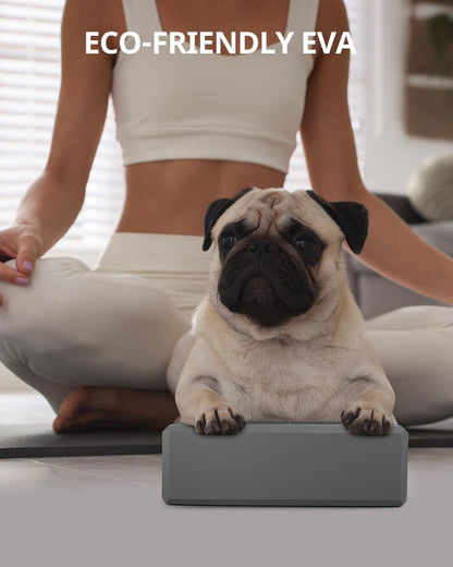 Yoga Blocks 2 Pack, Soft Non-Slip Foam Blocks with Beveled Edges for Alignment and Stretching in Yoga, Pilates, and Dance - Supportive, Lightweight, Odor Resistant, Latex-Free
