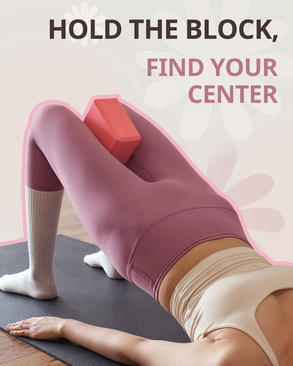 Yoga Blocks 2 Pack, Soft Non-Slip Foam Blocks with Beveled Edges for Alignment and Stretching in Yoga, Pilates, and Dance - Supportive, Lightweight, Odor Resistant, Latex-Free