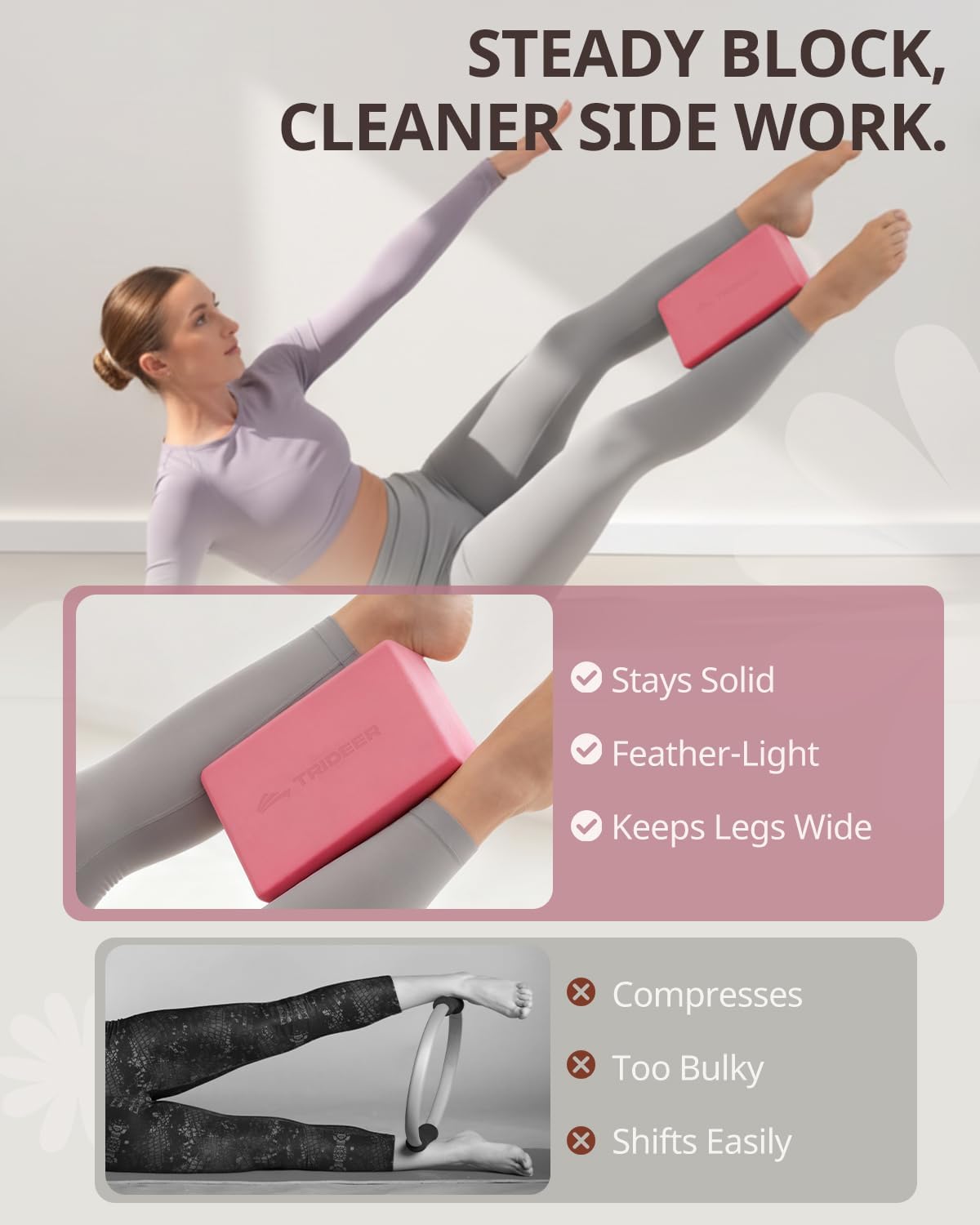 Yoga Blocks 2 Pack, Soft Non-Slip Foam Blocks with Beveled Edges for Alignment and Stretching in Yoga, Pilates, and Dance - Supportive, Lightweight, Odor Resistant, Latex-Free