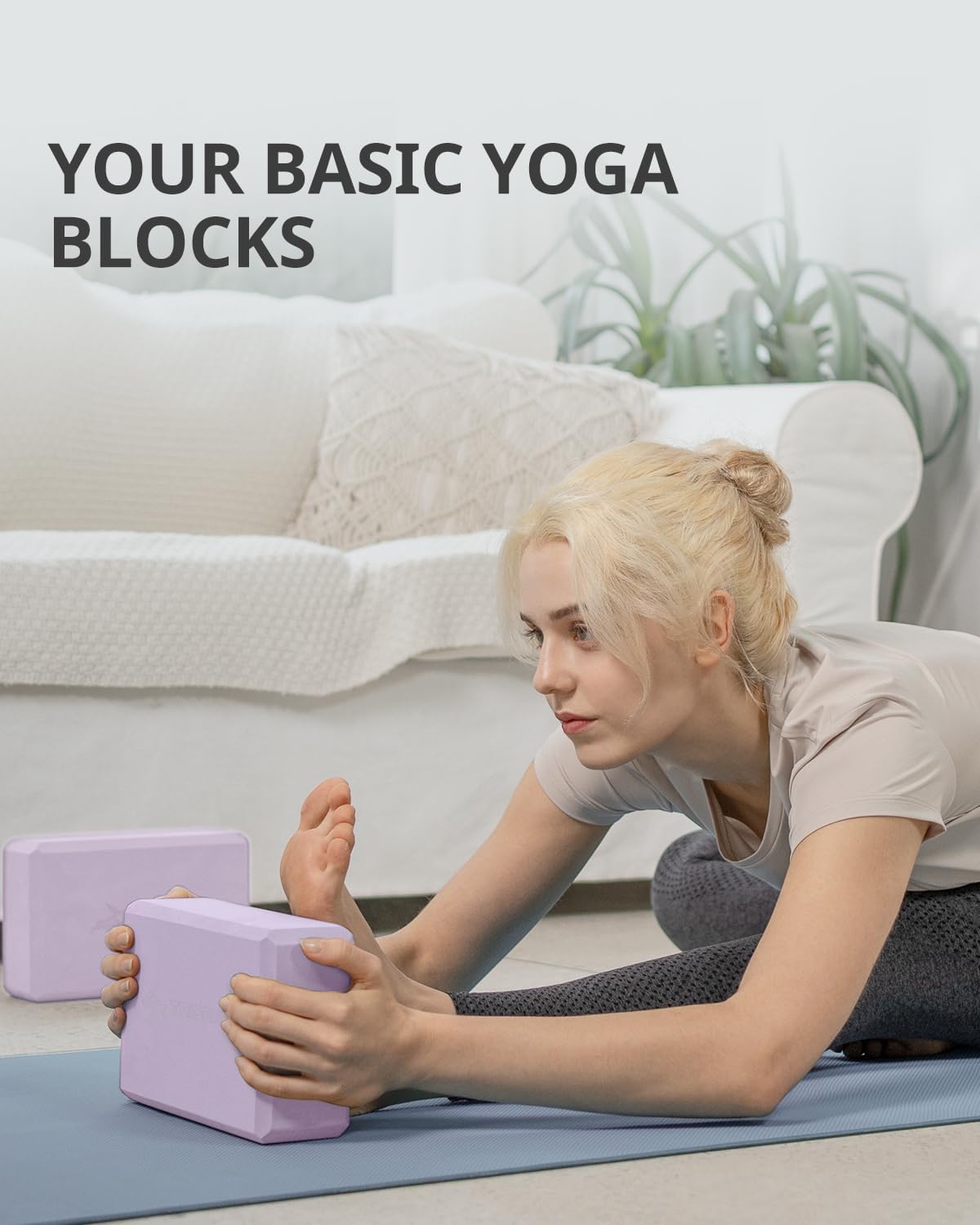 Yoga Blocks 2 Pack, Soft Non-Slip Foam Blocks with Beveled Edges for Alignment and Stretching in Yoga, Pilates, and Dance - Supportive, Lightweight, Odor Resistant, Latex-Free