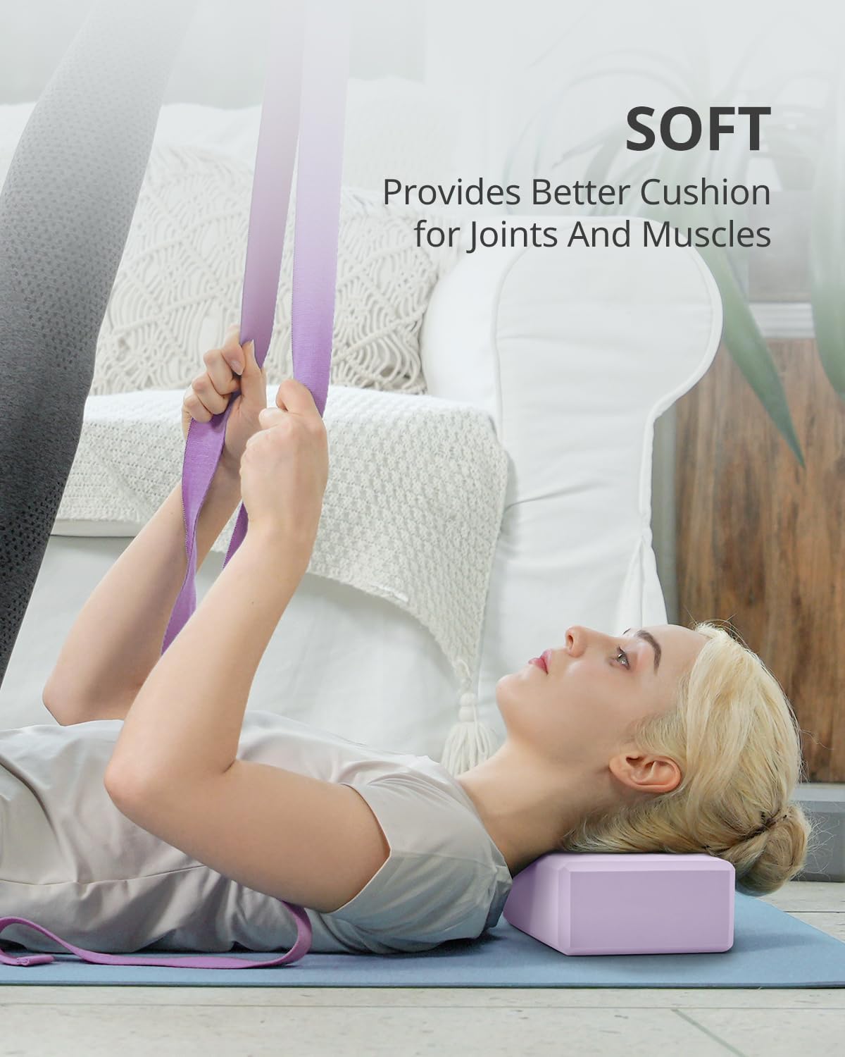Yoga Blocks 2 Pack, Soft Non-Slip Foam Blocks with Beveled Edges for Alignment and Stretching in Yoga, Pilates, and Dance - Supportive, Lightweight, Odor Resistant, Latex-Free
