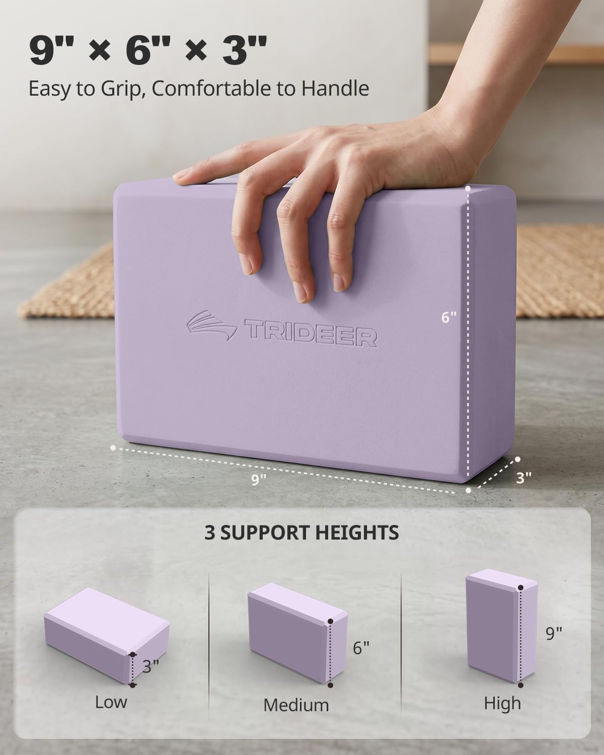 Yoga Blocks 2 Pack, Soft Non-Slip Foam Blocks with Beveled Edges for Alignment and Stretching in Yoga, Pilates, and Dance - Supportive, Lightweight, Odor Resistant, Latex-Free