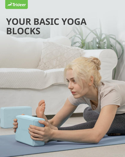 Yoga Blocks 2 Pack, Soft Non-Slip Foam Blocks with Beveled Edges for Alignment and Stretching in Yoga, Pilates, and Dance - Supportive, Lightweight, Odor Resistant, Latex-Free