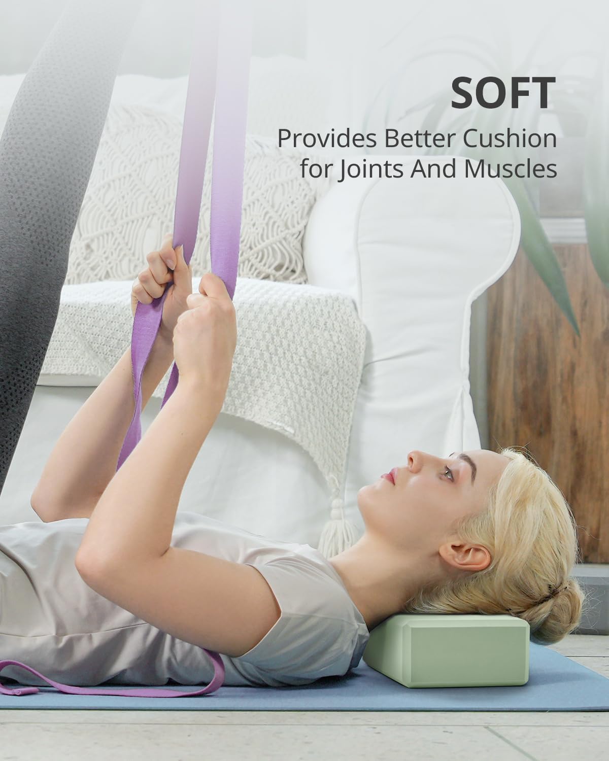 Yoga Blocks 2 Pack, Soft Non-Slip Foam Blocks with Beveled Edges for Alignment and Stretching in Yoga, Pilates, and Dance - Supportive, Lightweight, Odor Resistant, Latex-Free
