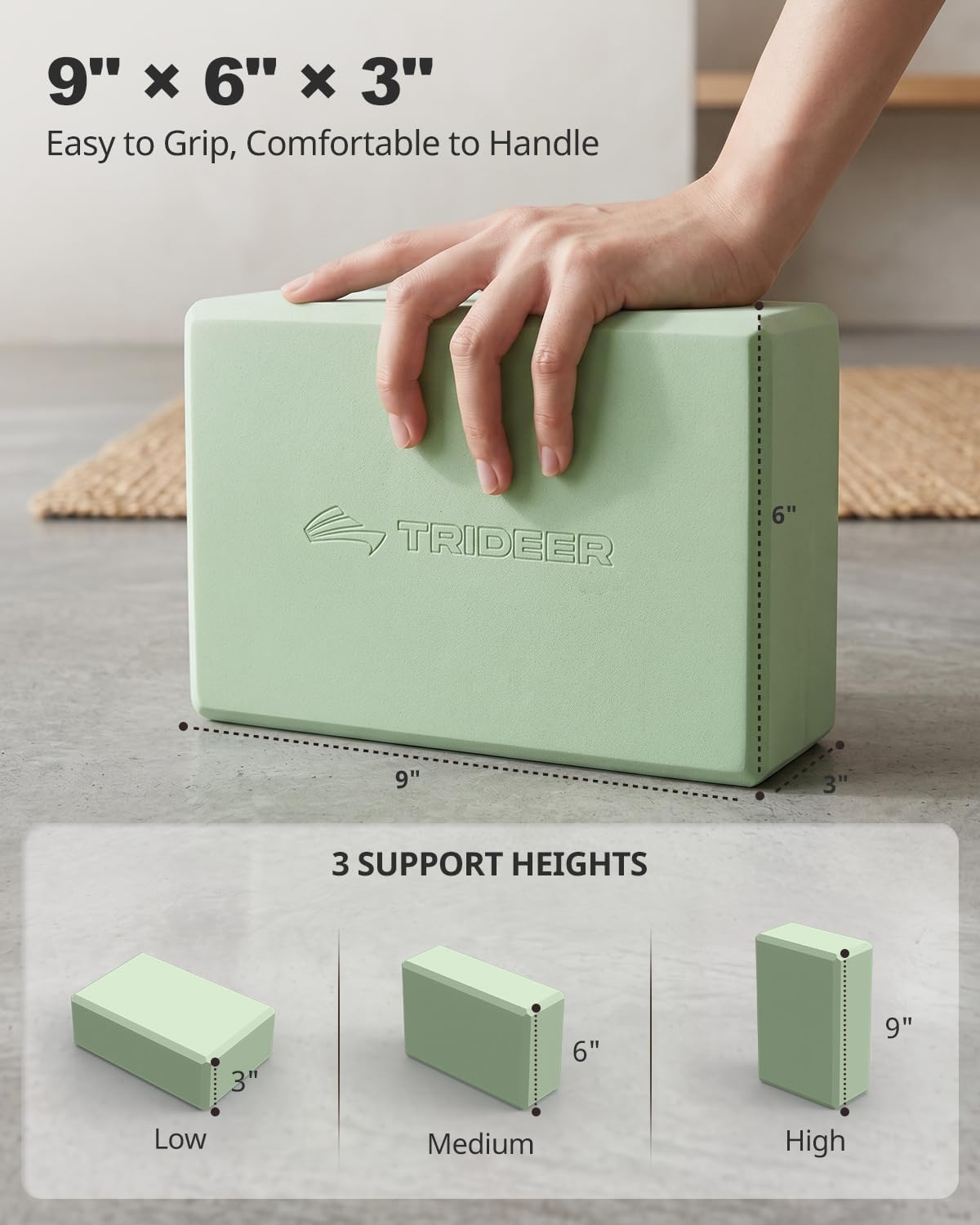 Yoga Blocks 2 Pack, Soft Non-Slip Foam Blocks with Beveled Edges for Alignment and Stretching in Yoga, Pilates, and Dance - Supportive, Lightweight, Odor Resistant, Latex-Free