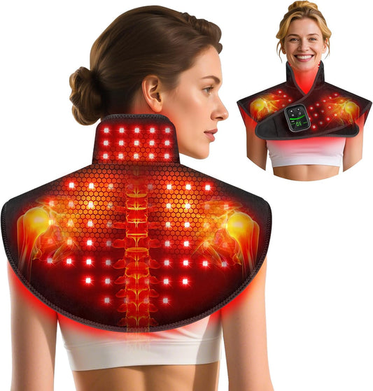 Red Light Therapy for Neck & Shoulders Upper-Back with Vibration, Portable