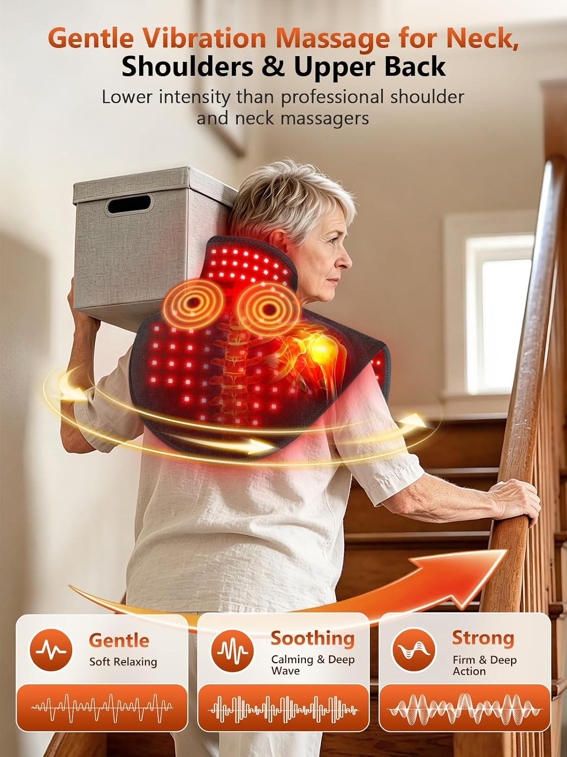 Red Light Therapy for Neck & Shoulders Upper-Back with Vibration, Portable