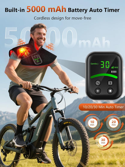 Red Light Therapy for Neck & Shoulders Upper-Back with Vibration, Portable