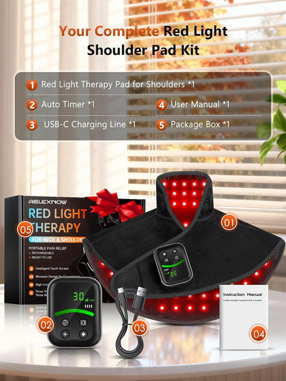 Red Light Therapy for Neck & Shoulders Upper-Back with Vibration, Portable
