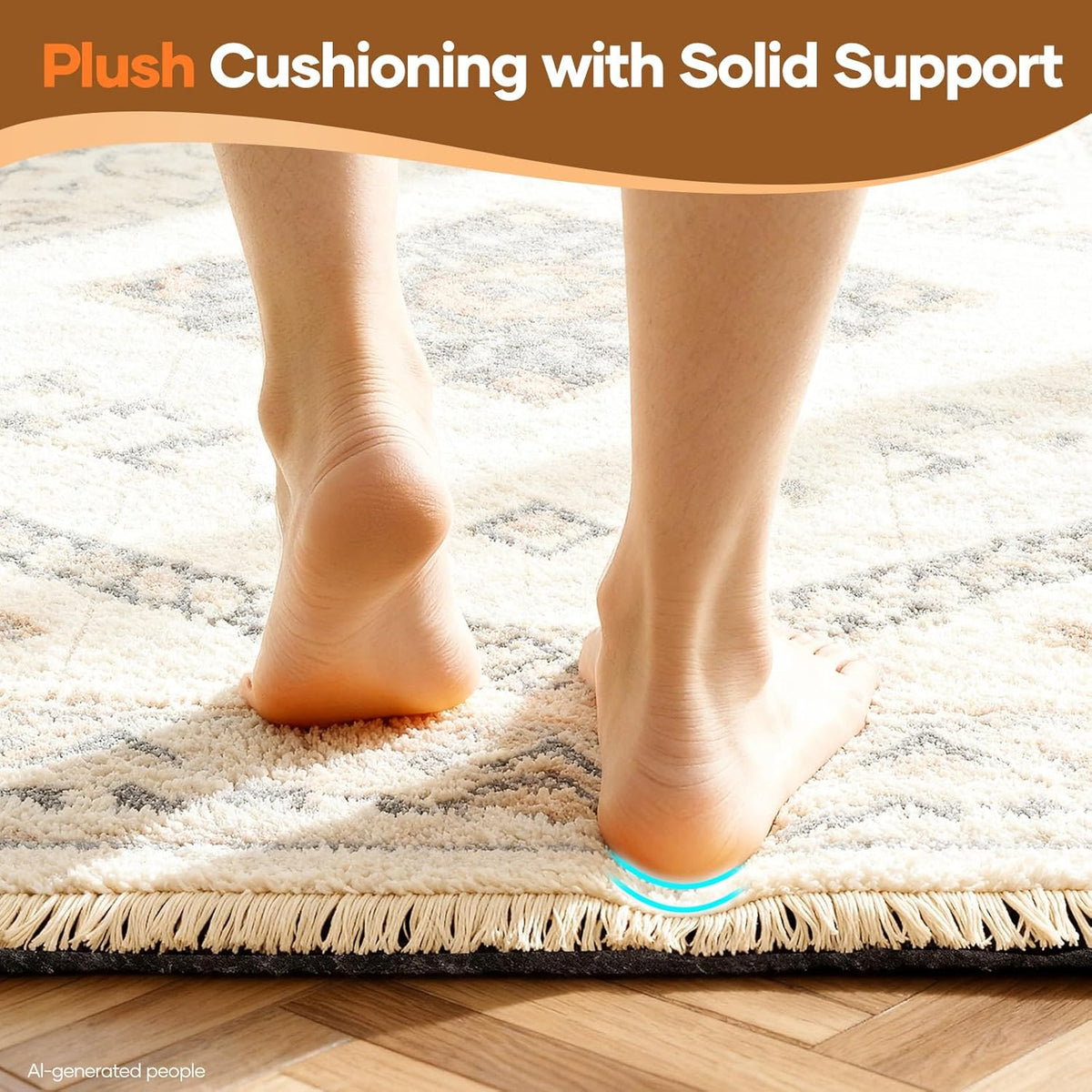 Non Slip Cushioned Rug Pad Gripper, Felt and Silicone Backing, Carpet Liner Protector Mat for Area Rugs and Hardwood Floors, Keep Rugs Safe and in Place, 2 x 3 Ft 1/8 inch Thick