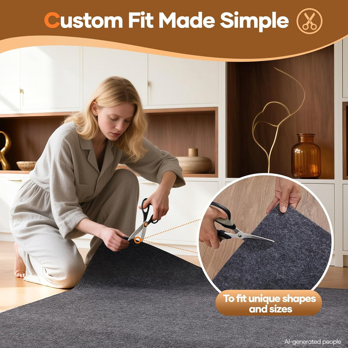 Non Slip Cushioned Rug Pad Gripper, Felt and Silicone Backing, Carpet Liner Protector Mat for Area Rugs and Hardwood Floors, Keep Rugs Safe and in Place, 2 x 3 Ft 1/8 inch Thick