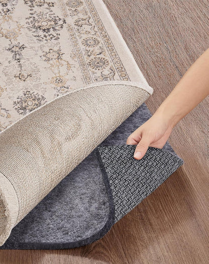 Non Slip Cushioned Rug Pad Gripper, Felt and Silicone Backing, Carpet Liner Protector Mat for Area Rugs and Hardwood Floors, Keep Rugs Safe and in Place, 2 x 3 Ft 1/8 inch Thick