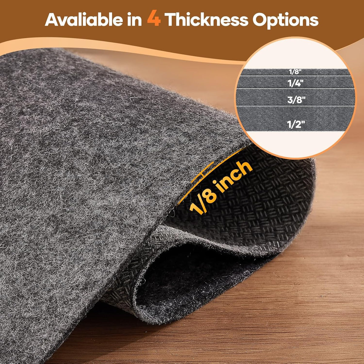 Non Slip Cushioned Rug Pad Gripper, Felt and Silicone Backing, Carpet Liner Protector Mat for Area Rugs and Hardwood Floors, Keep Rugs Safe and in Place, 2 x 3 Ft 1/8 inch Thick