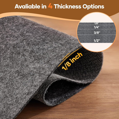 Non Slip Cushioned Rug Pad Gripper, Felt and Silicone Backing, Carpet Liner Protector Mat for Area Rugs and Hardwood Floors, Keep Rugs Safe and in Place, 2 x 3 Ft 1/8 inch Thick