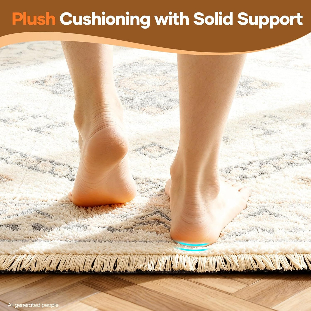 Non Slip Cushioned Rug Pad Gripper, Felt and Silicone Backing, Carpet Liner Protector Mat for Area Rugs and Hardwood Floors, Keep Rugs Safe and in Place, 2 x 3 Ft 1/8 inch Thick