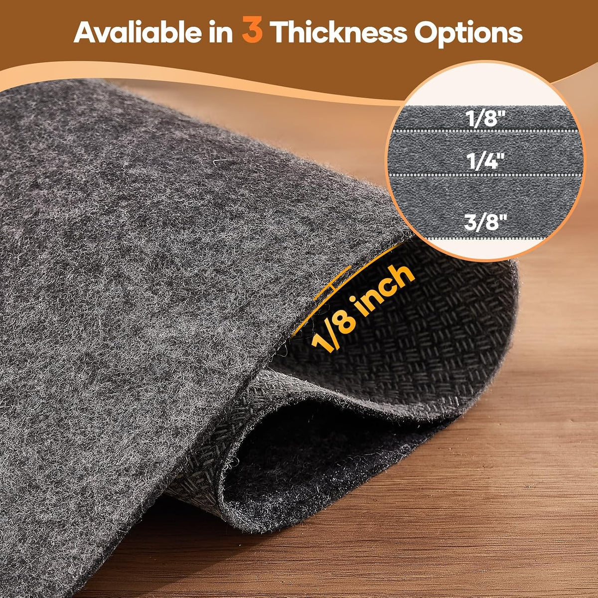 Non Slip Cushioned Rug Pad Gripper, Felt and Silicone Backing, Carpet Liner Protector Mat for Area Rugs and Hardwood Floors, Keep Rugs Safe and in Place, 2 x 3 Ft 1/8 inch Thick