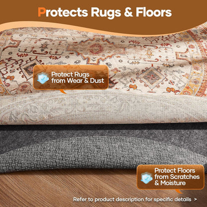 Non Slip Cushioned Rug Pad Gripper, Felt and Silicone Backing, Carpet Liner Protector Mat for Area Rugs and Hardwood Floors, Keep Rugs Safe and in Place, 2 x 3 Ft 1/8 inch Thick