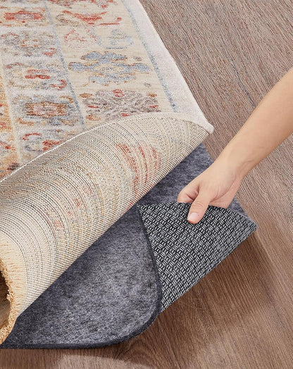Non Slip Cushioned Rug Pad Gripper, Felt and Silicone Backing, Carpet Liner Protector Mat for Area Rugs and Hardwood Floors, Keep Rugs Safe and in Place, 2 x 3 Ft 1/8 inch Thick