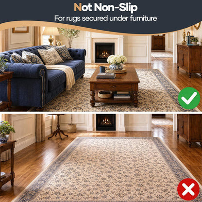Non Slip Cushioned Rug Pad Gripper, Felt and Silicone Backing, Carpet Liner Protector Mat for Area Rugs and Hardwood Floors, Keep Rugs Safe and in Place, 2 x 3 Ft 1/8 inch Thick