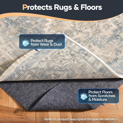 Non Slip Cushioned Rug Pad Gripper, Felt and Silicone Backing, Carpet Liner Protector Mat for Area Rugs and Hardwood Floors, Keep Rugs Safe and in Place, 2 x 3 Ft 1/8 inch Thick