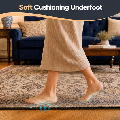 Non Slip Cushioned Rug Pad Gripper, Felt and Silicone Backing, Carpet Liner Protector Mat for Area Rugs and Hardwood Floors, Keep Rugs Safe and in Place, 2 x 3 Ft 1/8 inch Thick