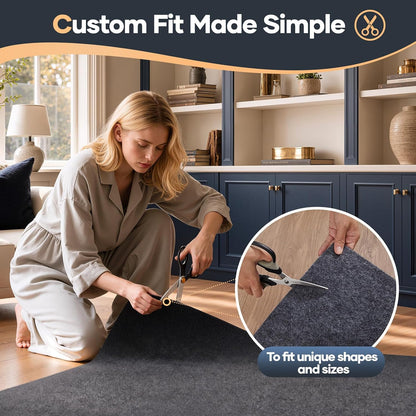 Non Slip Cushioned Rug Pad Gripper, Felt and Silicone Backing, Carpet Liner Protector Mat for Area Rugs and Hardwood Floors, Keep Rugs Safe and in Place, 2 x 3 Ft 1/8 inch Thick