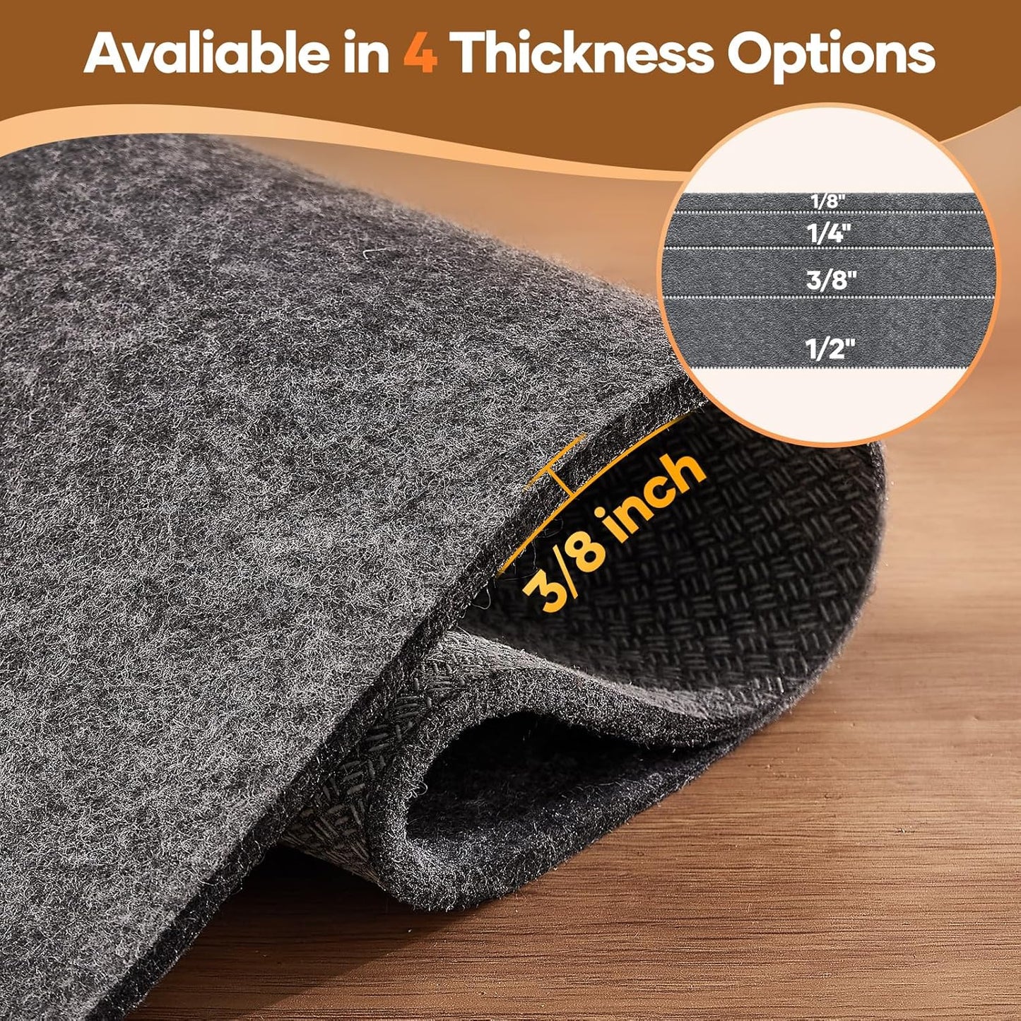Non Slip Cushioned Rug Pad Gripper, Felt and Silicone Backing, Carpet Liner Protector Mat for Area Rugs and Hardwood Floors, Keep Rugs Safe and in Place, 2 x 3 Ft 1/8 inch Thick
