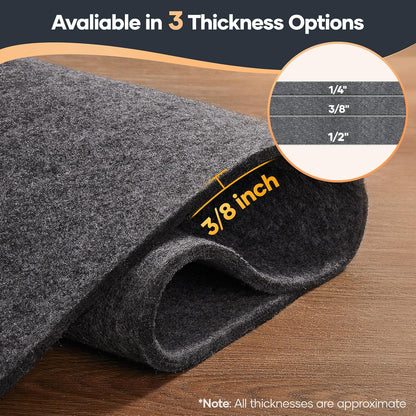 Non Slip Cushioned Rug Pad Gripper, Felt and Silicone Backing, Carpet Liner Protector Mat for Area Rugs and Hardwood Floors, Keep Rugs Safe and in Place, 2 x 3 Ft 1/8 inch Thick