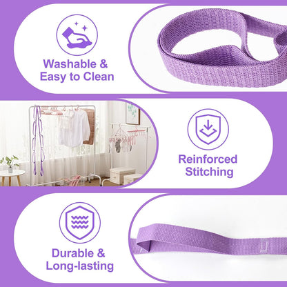 2 PCS Yoga Strap, Non-Elastic Stretching Strap for Women & Men, Stretch Bands for Exercise with 10 Loops for Pilates, Gymnastics, Dance, Exercise