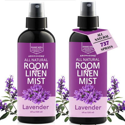 100% Natural Lavender Spray | 2-Pack | for Relaxing - Room & Linen Spray for Sleeping - Calming Essential Oil for Pillows and Sheets 4 Fl Oz