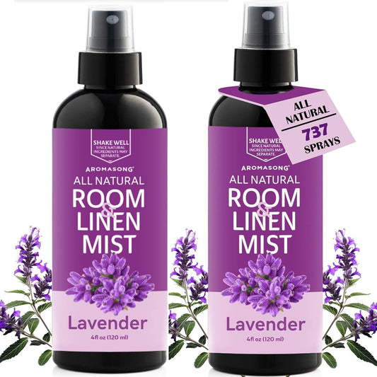100% Natural Lavender Spray | 2-Pack | for Relaxing - Room & Linen Spray for Sleeping - Calming Essential Oil for Pillows and Sheets 4 Fl Oz