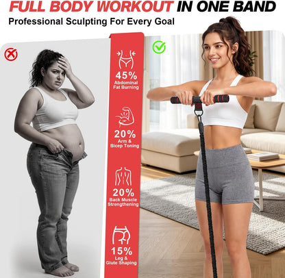 Multifunction Pedal Resistance Band with Handle, Upgraded 3 Tube Adjustable Foot Resistance Bands for Core, Arm, Legs, Body Puller Trainer - Sit Up Exercise Equipment for Women Men