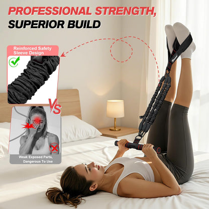 Multifunction Pedal Resistance Band with Handle, Upgraded 3 Tube Adjustable Foot Resistance Bands for Core, Arm, Legs, Body Puller Trainer - Sit Up Exercise Equipment for Women Men