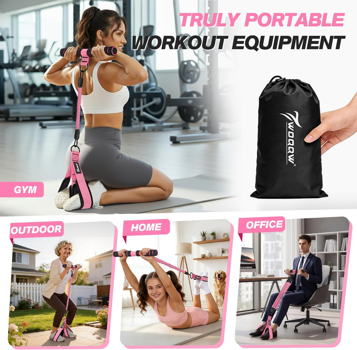 Multifunction Pedal Resistance Band with Handle, Upgraded 3 Tube Adjustable Foot Resistance Bands for Core, Arm, Legs, Body Puller Trainer - Sit Up Exercise Equipment for Women Men