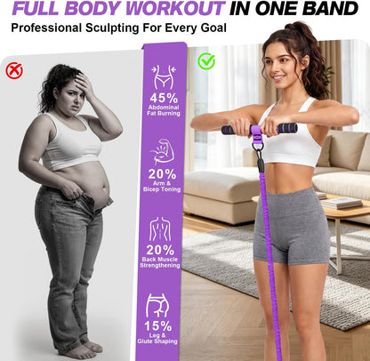 Multifunction Pedal Resistance Band with Handle, Upgraded 3 Tube Adjustable Foot Resistance Bands for Core, Arm, Legs, Body Puller Trainer - Sit Up Exercise Equipment for Women Men