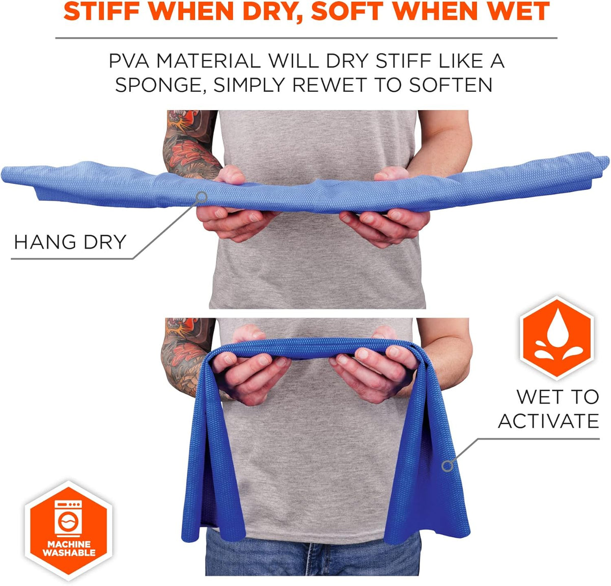 Chill-Its 6602 Evaporative Cooling Towel, Blue 13 inches x 29.5 inches